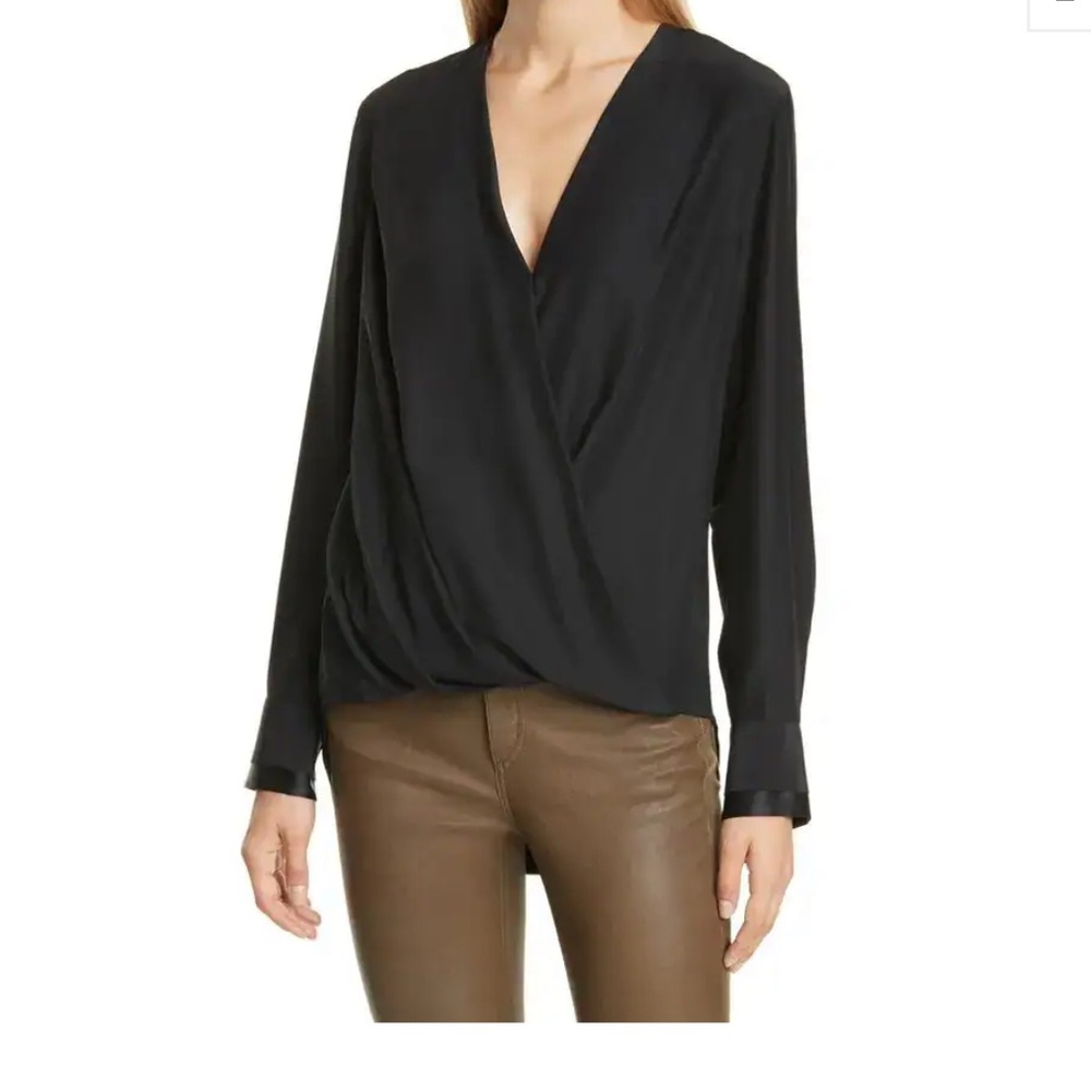 Rag & Bone Victor silk crossover shirt blouse